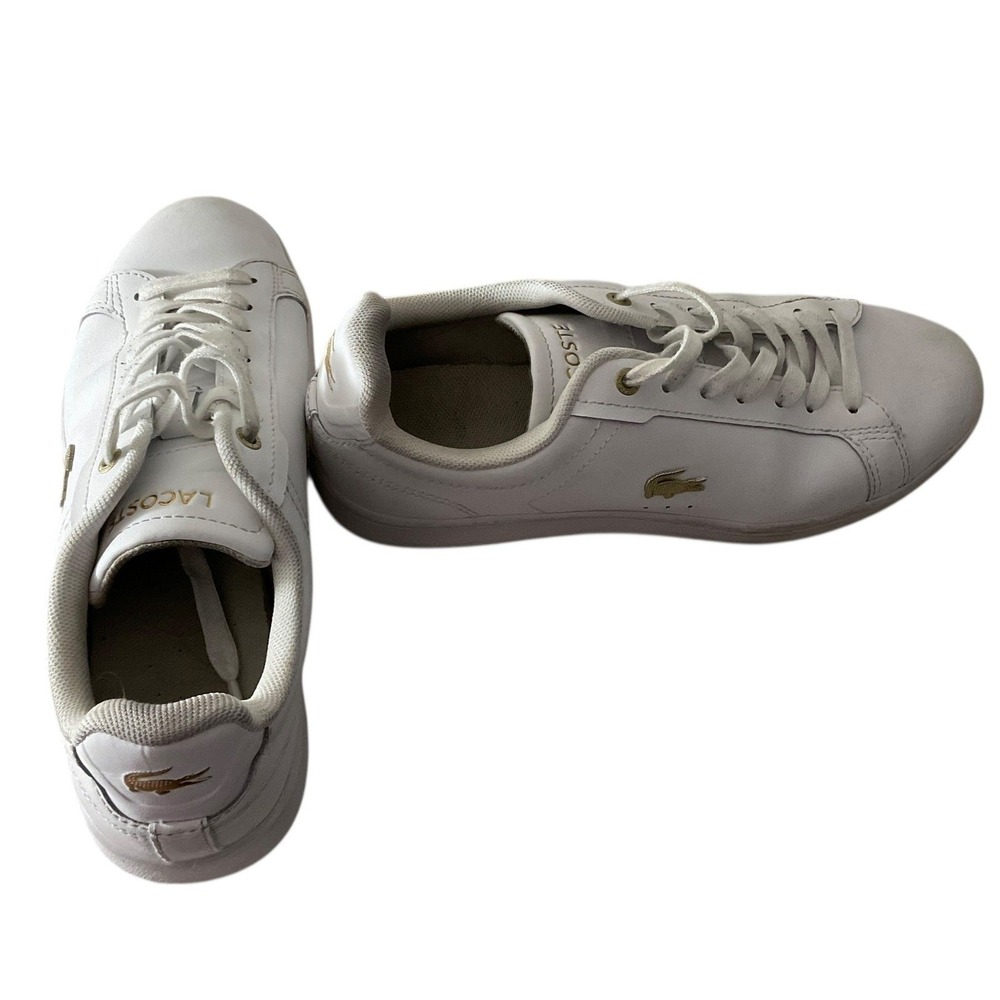 Lacoste‎ Carnaby Pro 124 1 SFA White Leather Gold Logo Sneakers Women's Size 6 - Picture 9 of 11